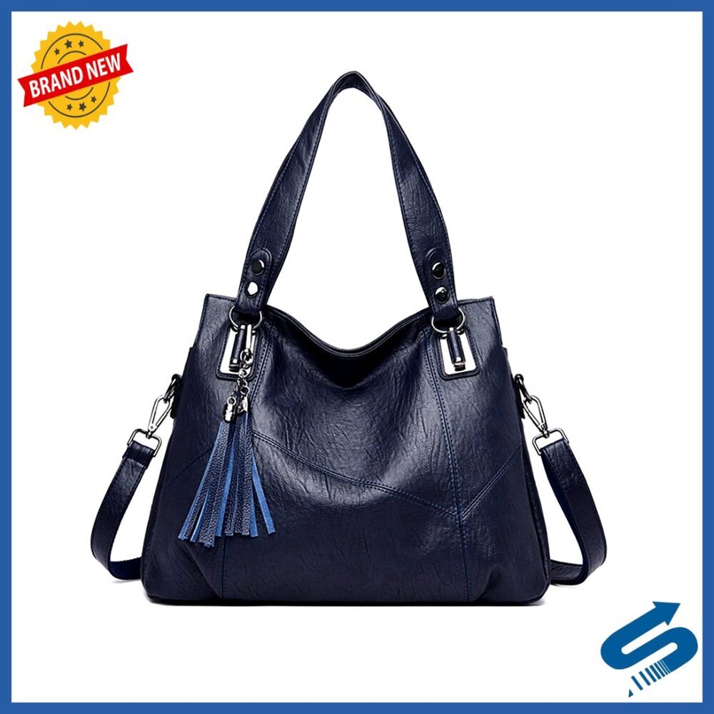 Large PU Leather Hobo Tote with Adjustable Strap, Crossbody Shoulder Bag